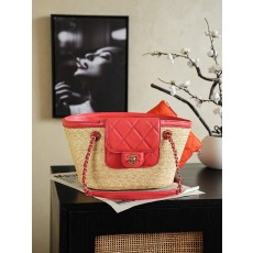샤넬(Chanel) 26C 라피아 짜임 바스켓백 가방 - 레드