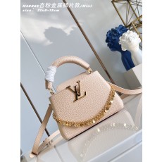 루이비통(Louis Vuitton) LV Capucines 카퓌신 미니 가방 - 애프리콧 핑크 메탈 스팽글