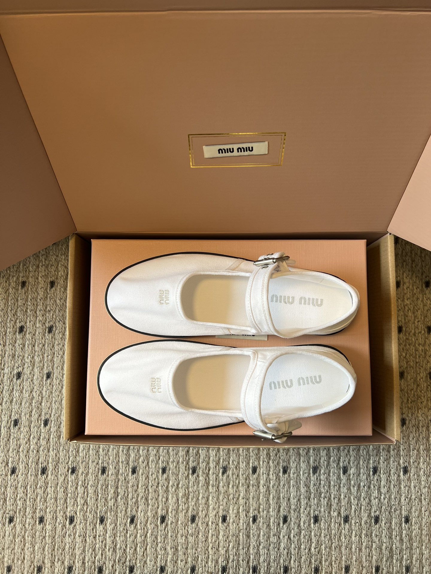 미우미우(MIU MIU) 캔버스 메리제인 슈즈 신발