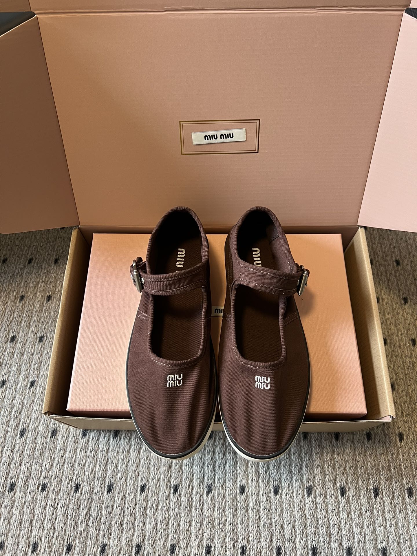 미우미우(MIU MIU) 캔버스 메리제인 슈즈 신발