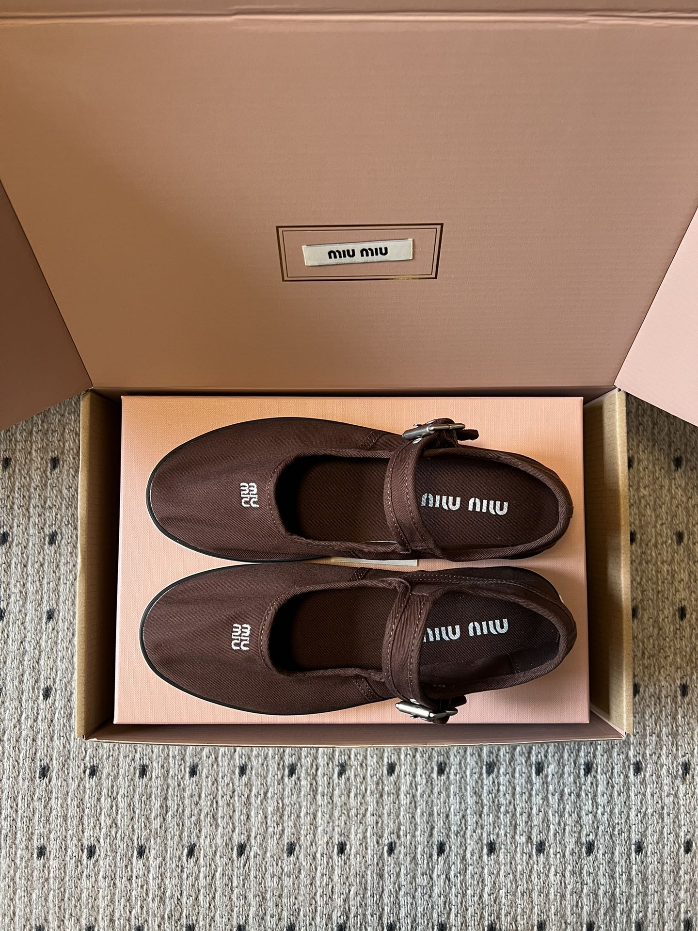 미우미우(MIU MIU) 캔버스 메리제인 슈즈 신발