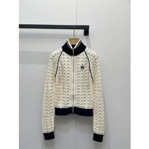 미우미우(MIU MIU) 로고 펀칭 니트 집업 가디건 의류