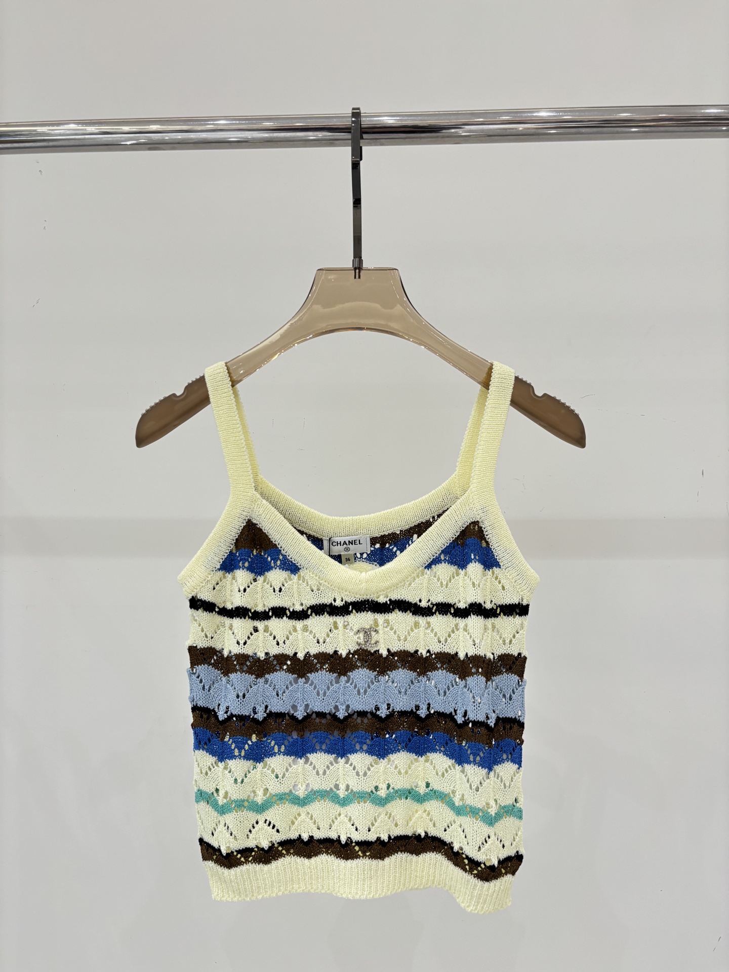 Chanel 샤넬 입체 자카드 스트라이프 니트 나시 베스트 의류