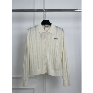 미우미우(MIU MIU) 로고 버튼 캐시미어 니트 가디건 의류