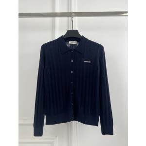 미우미우(MIU MIU) 로고 버튼 캐시미어 니트 가디건 의류