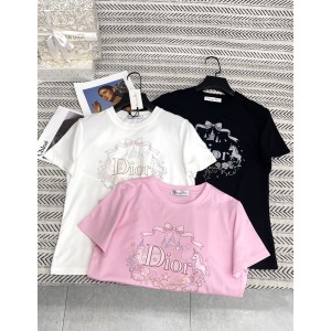 Dior CD 디올 성 & 포니 레터링 프린트 반팔 티셔츠 의류