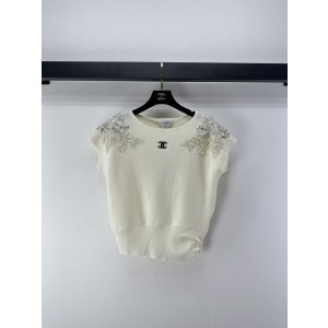 Chanel 샤넬 비딩 쥬얼 니트 반팔 의류