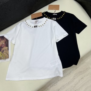 miumiu 미우미우 미니멀 라운드 로고 반팔 티셔츠 의류