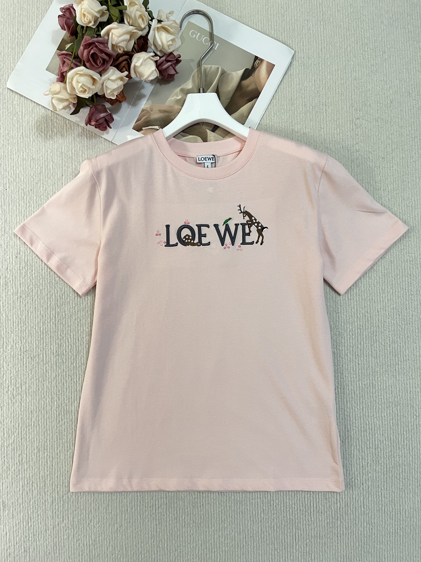 Loewe 로에베 레터링 자수 반팔 티셔츠 의류