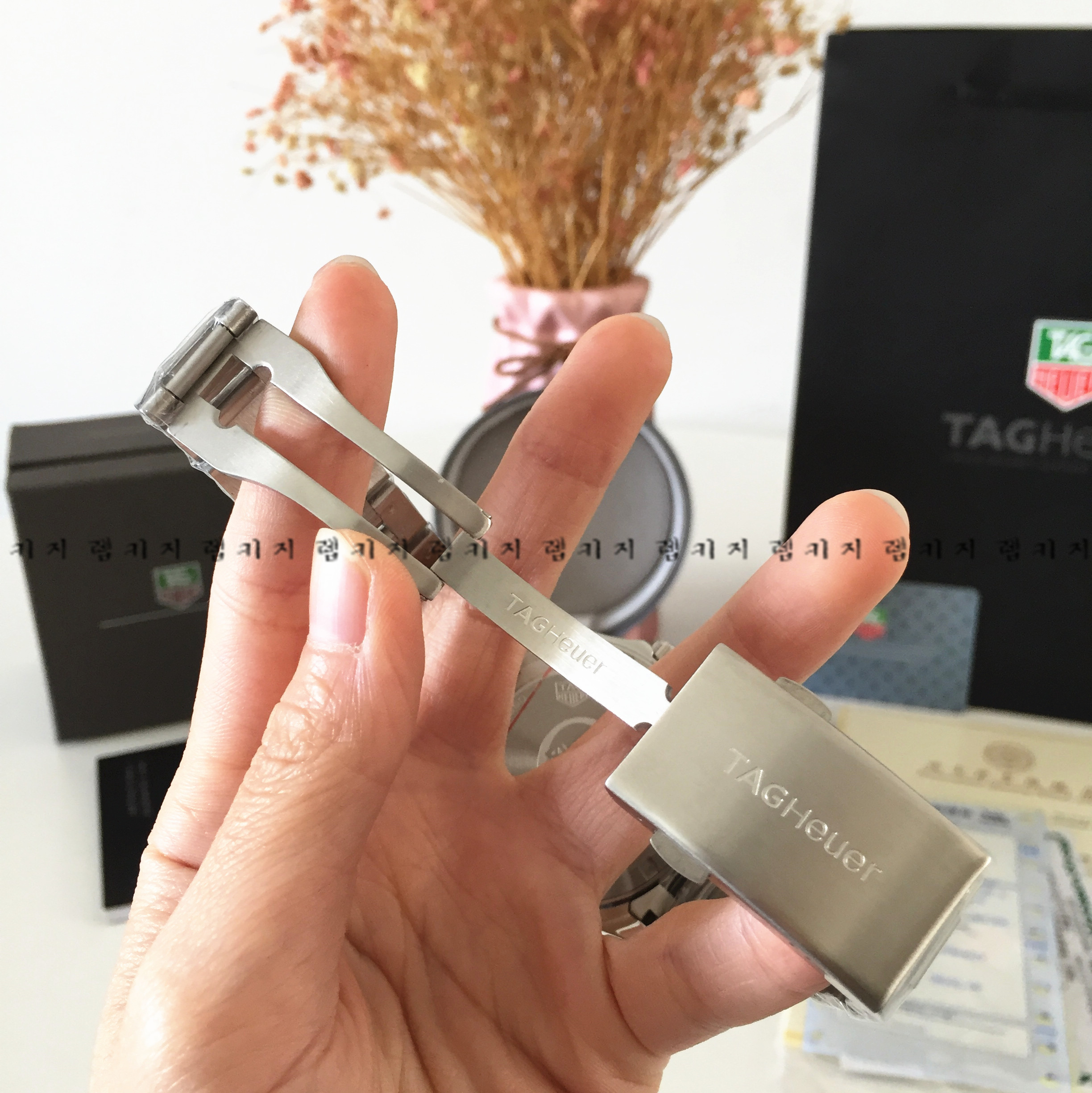 태그호이어 아쿠아레이서 청판 쿼츠 메탈시계