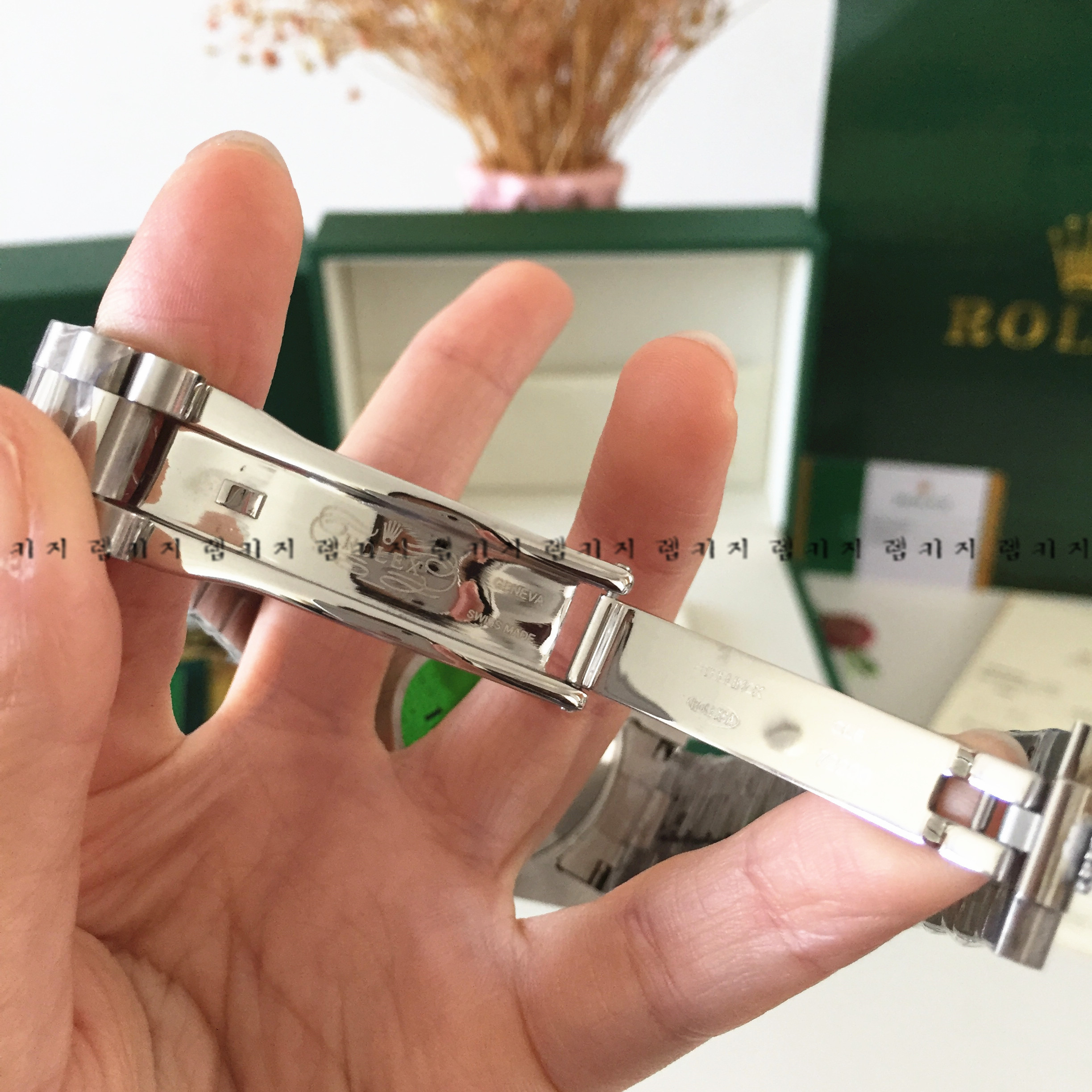 로렉스 데이데이트 그레이다이얼 은장 메탈시계