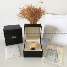 IWC 샤프하우젠 더블크로노 금장 가죽시계