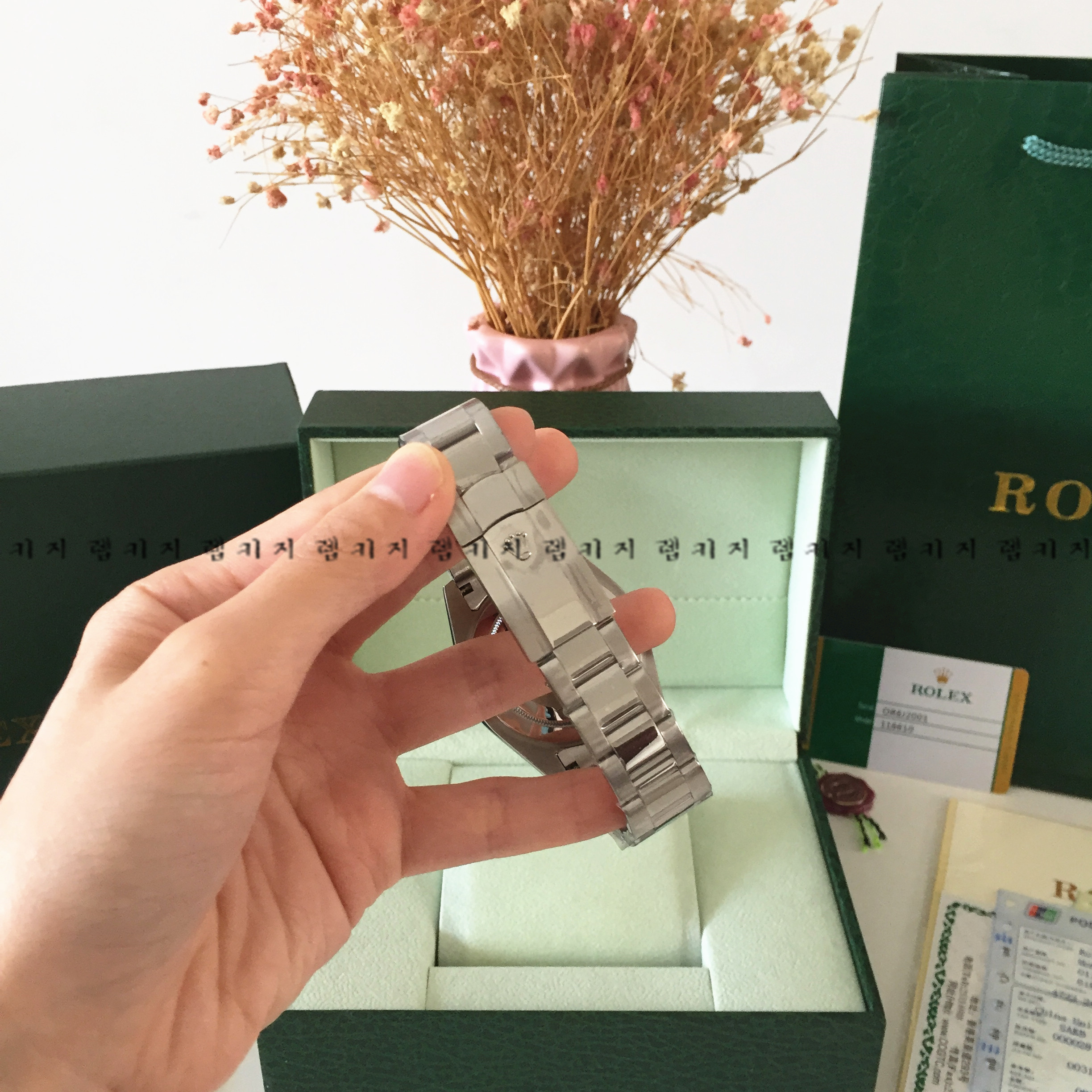 로렉스 스카이드웰러 블루다이얼 은장 메탈시계