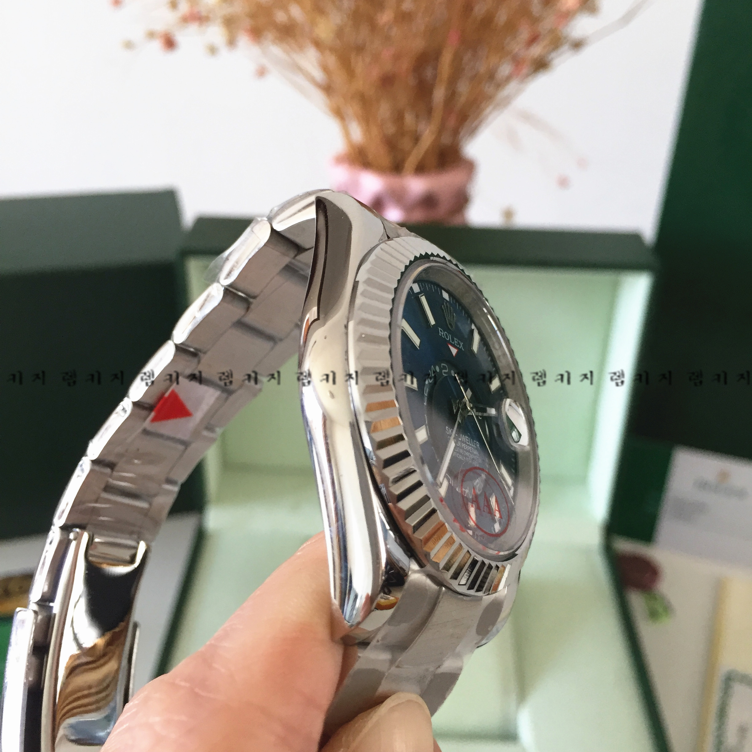 로렉스 스카이드웰러 블루다이얼 은장 메탈시계