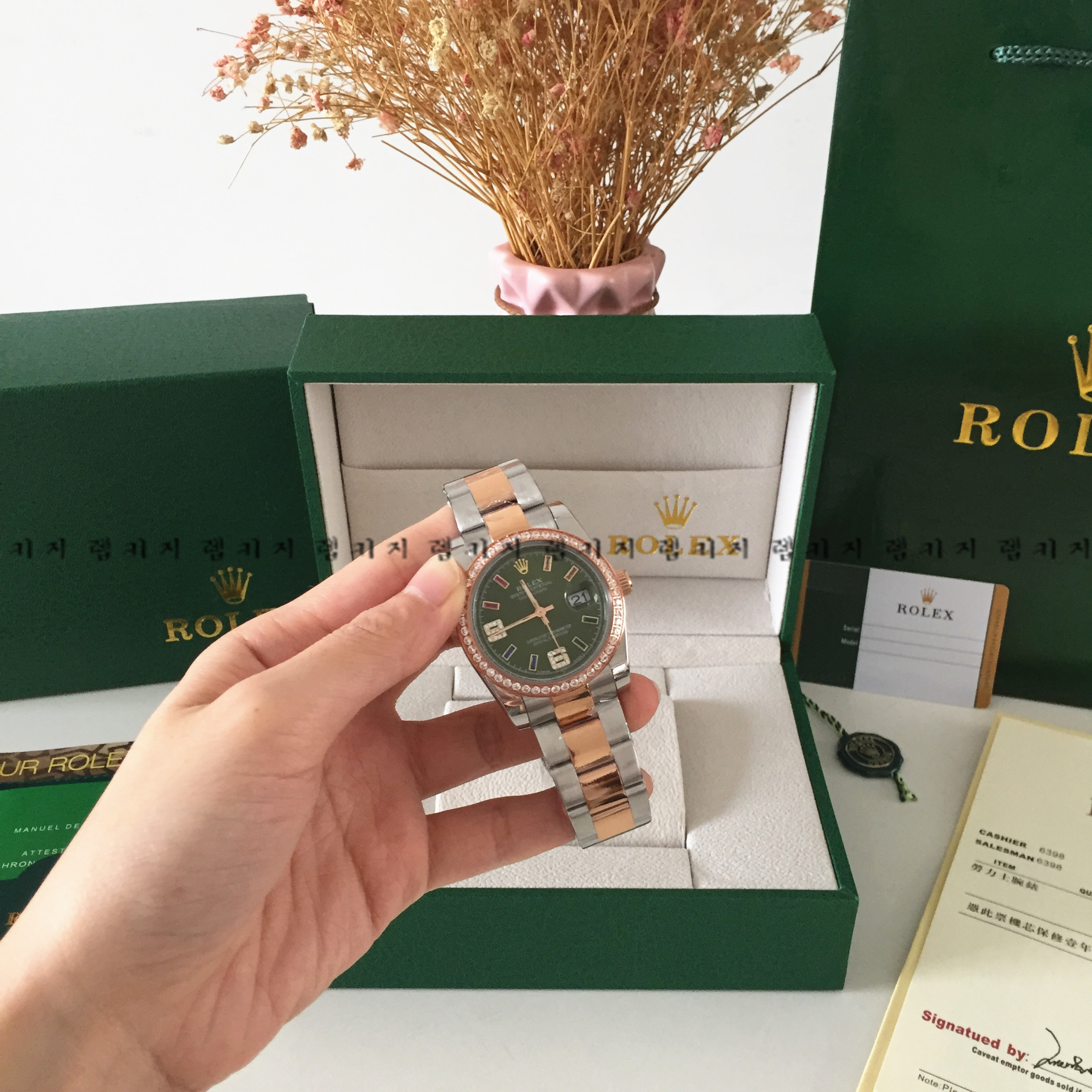 로렉스 오이스터 퍼페츄얼 콤비 메탈시계 남성용