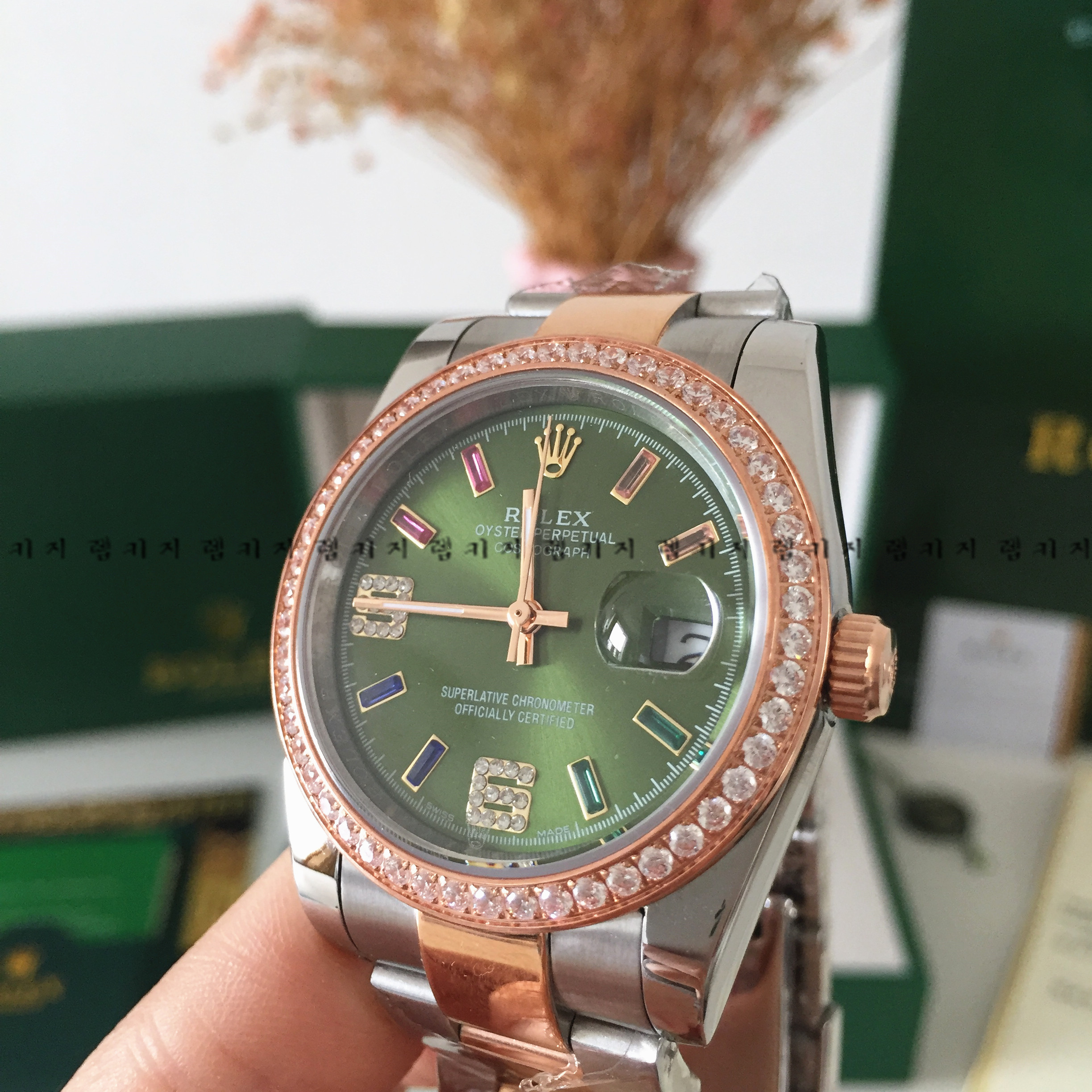 로렉스 오이스터 퍼페츄얼 콤비 메탈시계 남성용