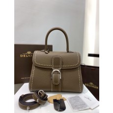 델보 브리앙 스티치 MM 카키 토트백