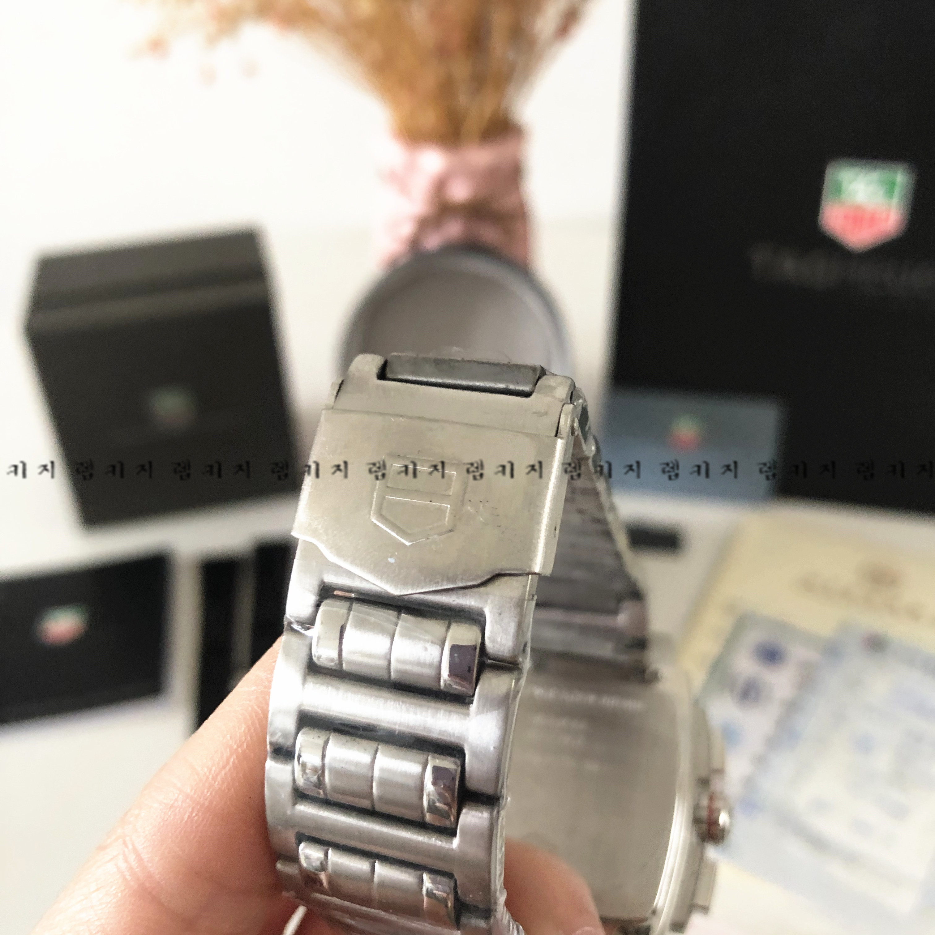 태그호이어 모나코 LS 블랙판 메탈시계 +가죽스트랩