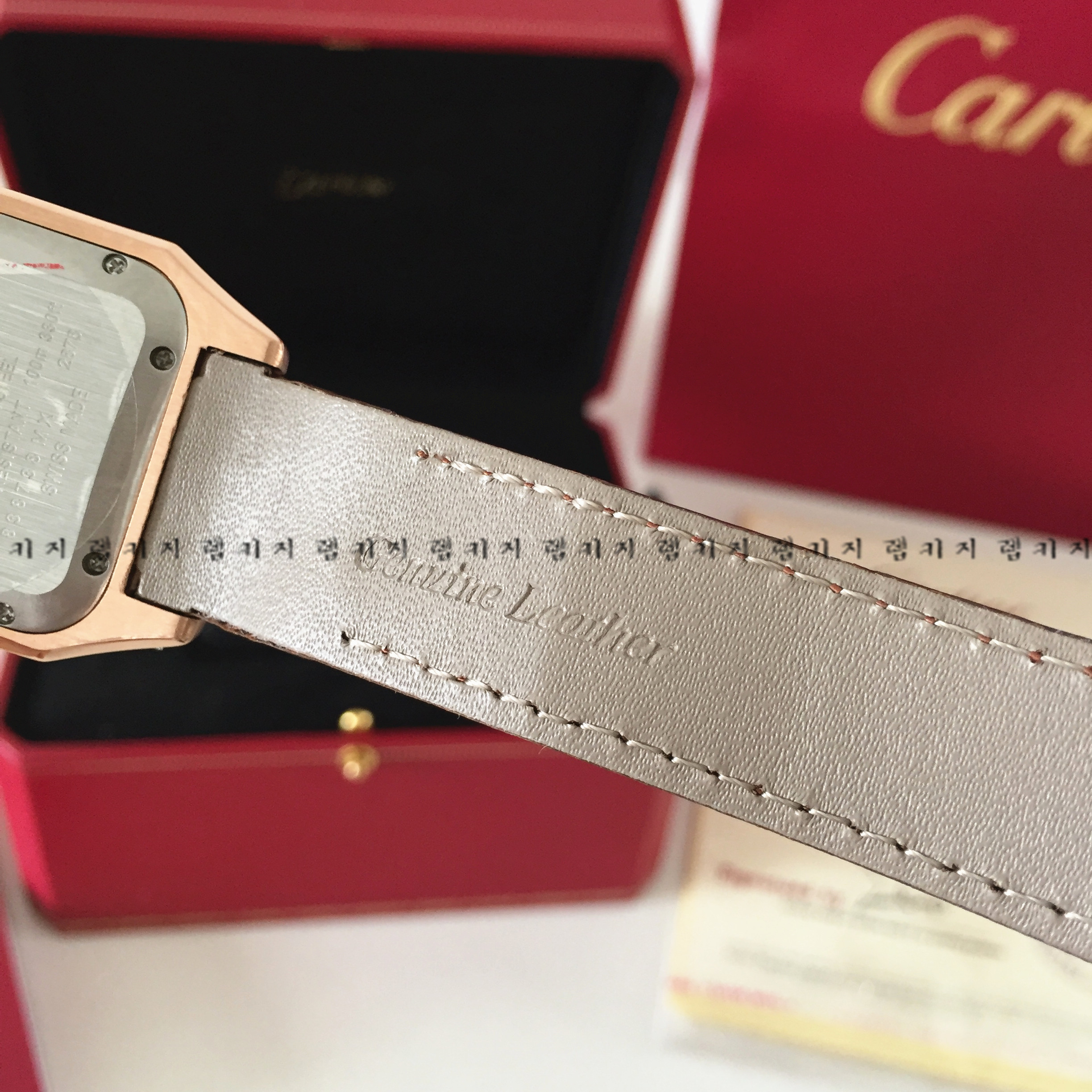 까르띠에 산토스 금장 로즈골드 브라운 가죽시계