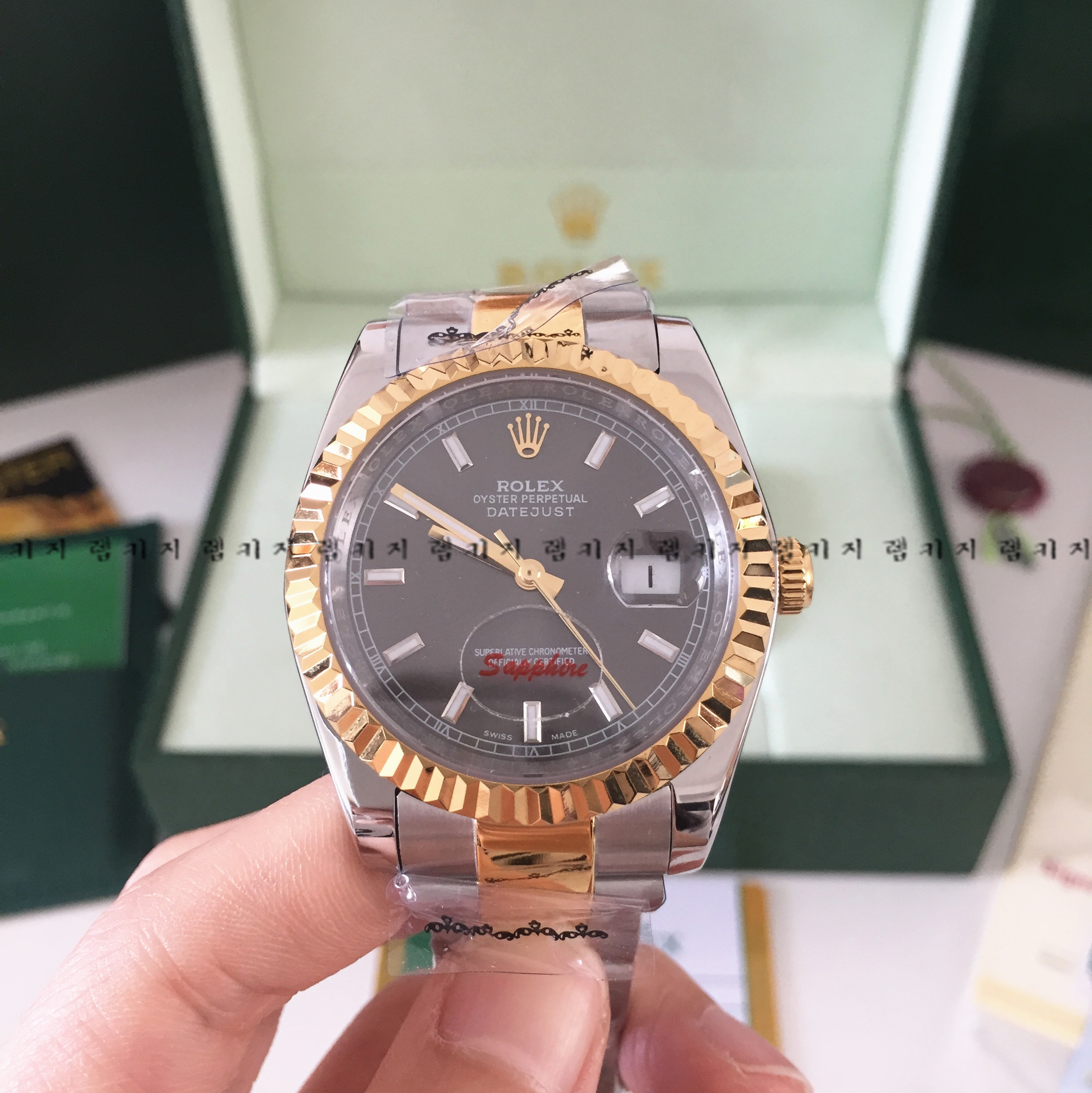롤렉스 데이저스트 그레이다이얼 금장콤비 메탈시계