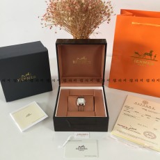 에르메스 케이프코드 은장 가죽 여성 시계