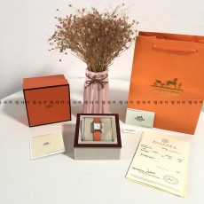 에르메스 에이치아워 H아워 은장 여성 가죽시계