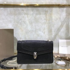 불가리 세르펜디 포에버 블랙 레더 스몰 숄더백