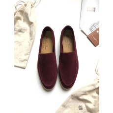 로로피아나 레이디 서머 워크 스웨이드 버건디 슬립온