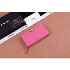 샤넬 그린 골드 로고 보이 지퍼 중지갑