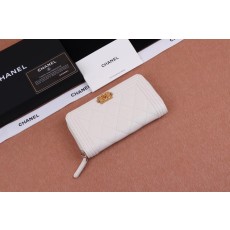 샤넬 그린 골드 로고 보이 지퍼 중지갑